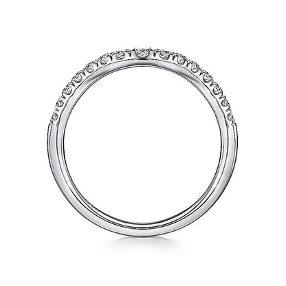 Gabriel & Co. AN11013W44JJ Curved 14K White Gold French Pavé Diamond Wedding Band
