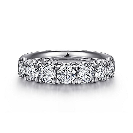Gabriel & Co. AN11175W44JJ 14K White Gold 7 Stone French Pavé Set Diamond Wedding Band