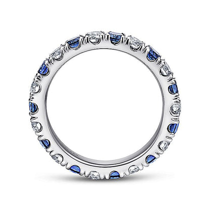 Gabriel & Co. AN11360-6W44SA 14K White Gold French Pavé Set Sapphire and Diamond Eternity Band