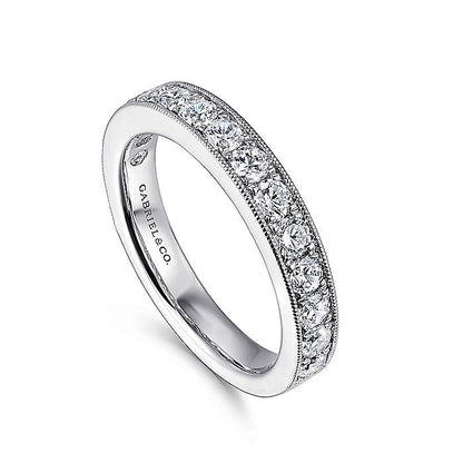 Gabriel & Co. AN12079W44JJ 14K White Gold Micro Pavé Set Diamond Wedding Band with Millgrain