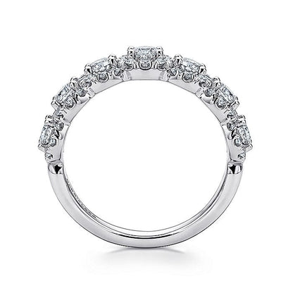 Gabriel & Co. AN14081W44JJ 14K White Gold Round Diamond Halo Anniversary Band