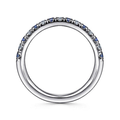 Gabriel & Co. AN14190W44SA 14K White Gold 15 Stone Diamond and Sapphire Anniversary Band
