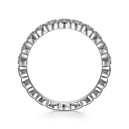 Gabriel & Co. AN14685W44JJ 14K White Gold Round Diamond Halo Anniversary Band