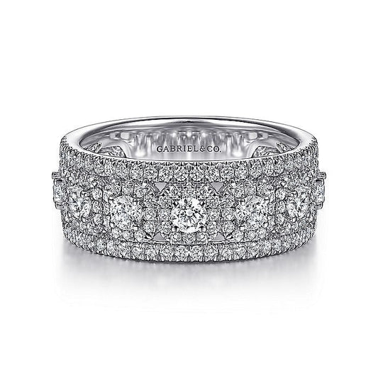 Gabriel & Co. AN14753W44JJ Wide 14K White Gold Diamond Anniversary Band