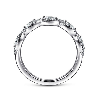 Gabriel & Co. AN15312W44JJ 14K White Gold Marquise Halo Station Diamond Anniversary Band