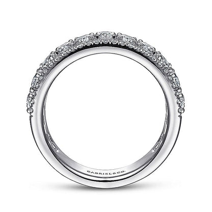 Gabriel & Co. AN15317W44JJ Wide 14K White Gold Oval and Round Diamond Anniversary Band