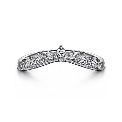 Gabriel & Co. AN15561W44JJ 14K White Gold Curved Diamond Anniversary Band