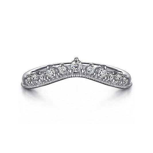 Gabriel & Co. AN15561W44JJ 14K White Gold Curved Diamond Anniversary Band