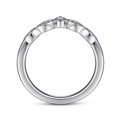 Gabriel & Co. AN15566W44JJ Vintage Inspired 14K White Gold Curved Gold Diamond Anniversary Band
