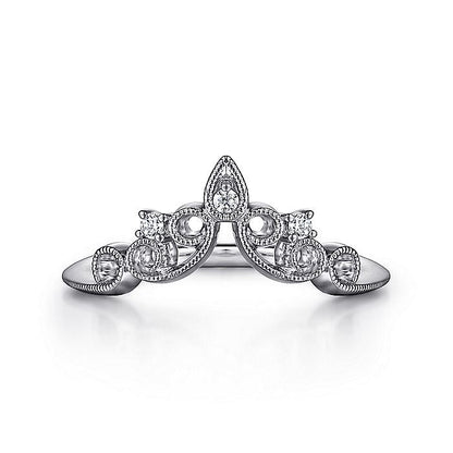 Gabriel & Co. AN15567W44JJ 14K White Gold Curved Filligree Diamond Ring