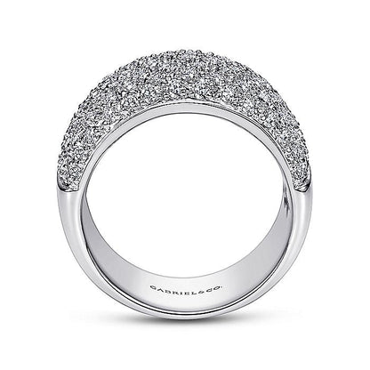 Gabriel & Co. AN3015W44JJ Wide 14K White Gold Pavé Diamond Anniversary Band