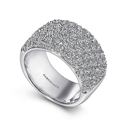 Gabriel & Co. AN3015W44JJ Wide 14K White Gold Pavé Diamond Anniversary Band