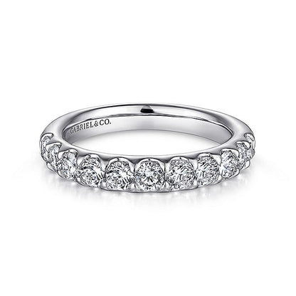 Gabriel & Co. AN5338W44JJ 14K White Gold Round 11 Stone Diamond Wedding Band