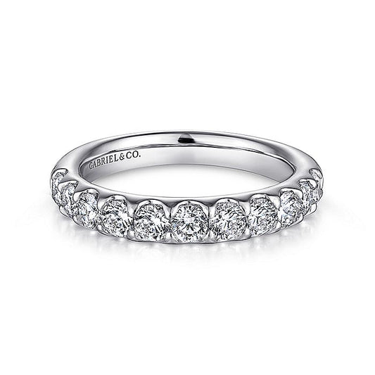 Gabriel & Co. AN5338W44JJ 14K White Gold Round 11 Stone Diamond Wedding Band