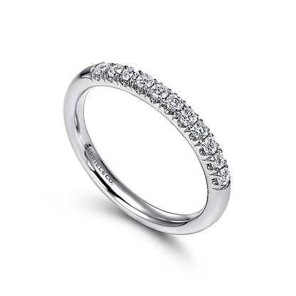 Gabriel & Co. AN6071W44JJ 14K White Gold 11 Stone French Pavé Diamond Wedding Band