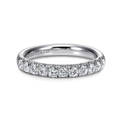 Gabriel & Co. AN6072W44JJ 14K White Gold 11 Stone French Pavé Diamond Wedding Band