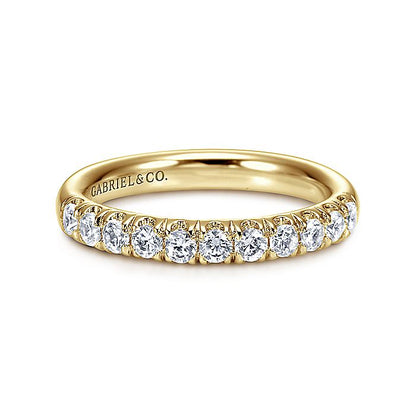 Gabriel & Co. AN6072Y44JJ 14K Yellow Gold 11 Stone French Pavé Diamond Wedding Band