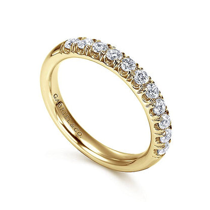 Gabriel & Co. AN6072Y44JJ 14K Yellow Gold 11 Stone French Pavé Diamond Wedding Band