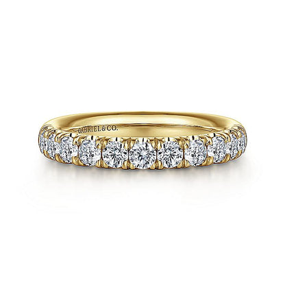 Gabriel & Co. AN6073Y44JJ 14K Yellow Gold 11 Stone French Pavé Diamond Wedding Band
