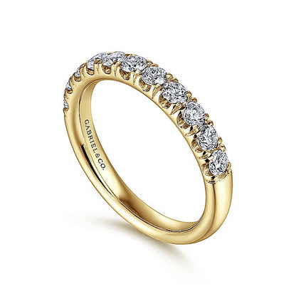 Gabriel & Co. AN6073Y44JJ 14K Yellow Gold 11 Stone French Pavé Diamond Wedding Band