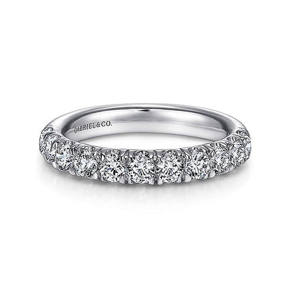 Gabriel & Co. AN6074PT4JJ Platinum 11 Stone French Pavé Diamond Wedding Band