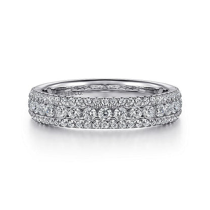 Gabriel & Co. AN7618W44JJ Wide 14K White Gold Diamond Anniversary Band