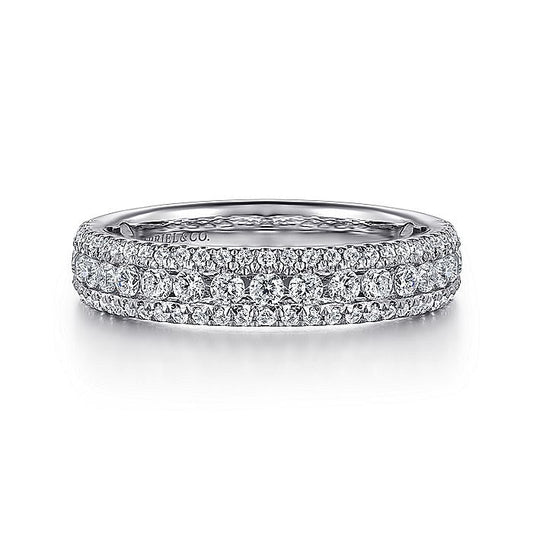 Gabriel & Co. AN7618W44JJ Wide 14K White Gold Diamond Anniversary Band