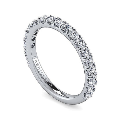 Gabriel & Co. AN7622W44JJ 14K White Gold French Pavé Diamond Wedding Band