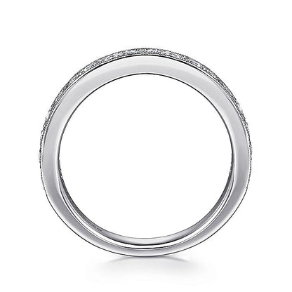 Gabriel & Co. AN7644W44JJ 14K White Gold Micro Pavé Channel Diamond Wedding Band with Millgrain