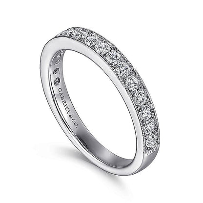 Gabriel & Co. AN7644W44JJ 14K White Gold Micro Pavé Channel Diamond Wedding Band with Millgrain