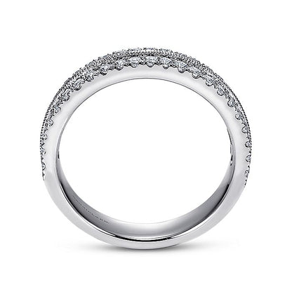 Gabriel & Co. AN8090W44JJ Wide 14K White Gold Diamond Anniversary Band