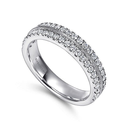 Gabriel & Co. AN8090W44JJ Wide 14K White Gold Diamond Anniversary Band