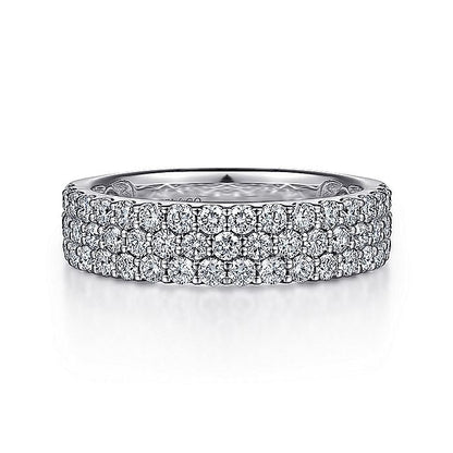 Gabriel & Co. AN8181W44JJ Wide 14K White Gold Prong Set Diamond Anniversary Band