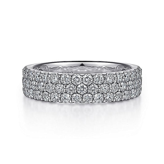 Gabriel & Co. AN8181W44JJ Wide 14K White Gold Prong Set Diamond Anniversary Band