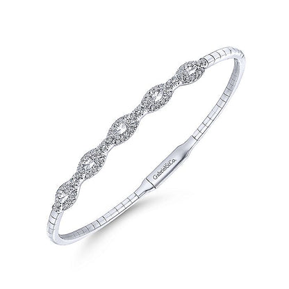 Gabriel & Co. BG3842-62W45JJ 14K White Gold Oval Link Diamond Bangle
