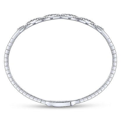 Gabriel & Co. BG3842-62W45JJ 14K White Gold Oval Link Diamond Bangle