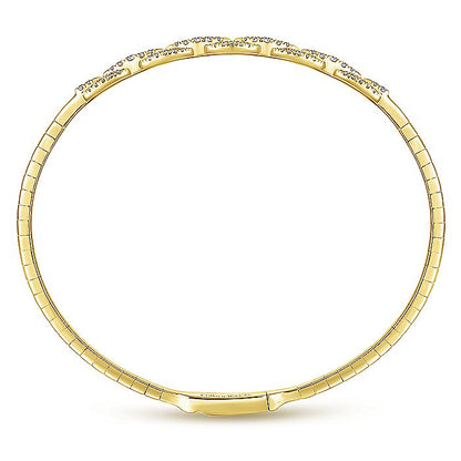 Gabriel & Co. BG3842-62Y45JJ 14K Yellow Gold Oval Link Diamond Bangle