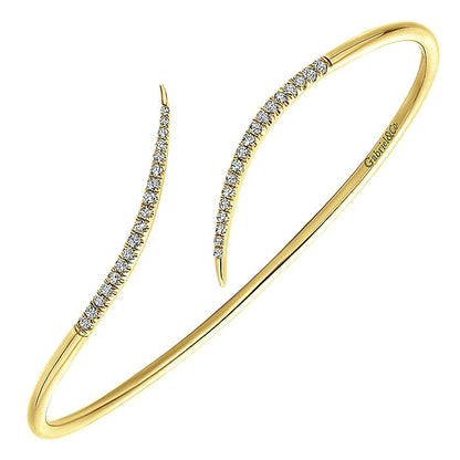 Gabriel & Co. BG3850Y45JJ 14K Yellow Gold Diamond Bypass Open Bangle