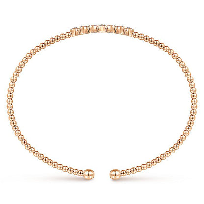 Gabriel & Co. BG4116-62K45JJ 14K Rose Gold Bujukan Bead Cuff Bracelet with Cluster Diamond Stations