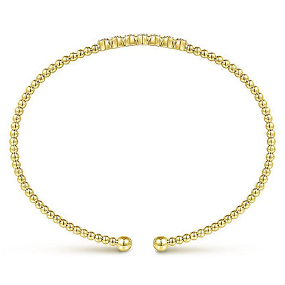 Gabriel & Co. BG4116-65Y45JJ 14K Yellow Gold Bujukan Bead Cuff Bracelet with Cluster Diamond Stations