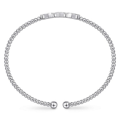 Gabriel & Co. BG4117-65W45JJ 14K White Gold Bujukan Bead Cuff Bracelet with Cluster Diamond Hexagon Stations