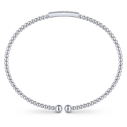 Gabriel & Co. BG4119-62W45JJ 14K White Gold Bujukan Bead Cuff Bracelet with Diamonds