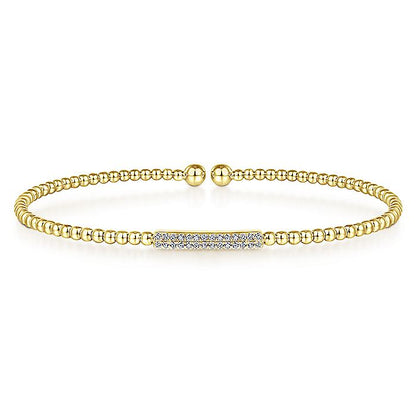 Gabriel & Co. BG4119-62Y45JJ 14K Yellow Gold Bujukan Bead Cuff Bracelet with Diamonds
