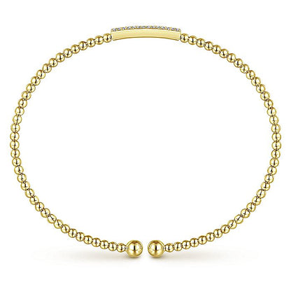Gabriel & Co. BG4119-62Y45JJ 14K Yellow Gold Bujukan Bead Cuff Bracelet with Diamonds