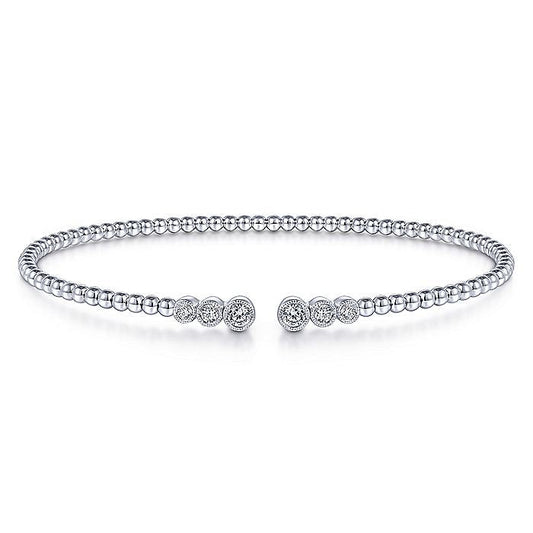 Gabriel & Co. BG4120-62W45JJ 14K White Gold Bujukan Split Cuff Bracelet with Bezel Set Diamonds in size 6.25