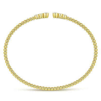 Gabriel & Co. BG4120-62Y45JJ 14K Yellow Gold Bujukan Bead Split Cuff Bracelet with Bezel Set Diamonds