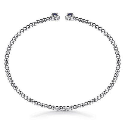 Gabriel & Co. BG4122-62W45SA 14K White Gold Bujukan Bead Split Cuff Bracelet with Sapphire and Diamond