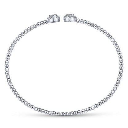 Gabriel & Co. BG4123-62W45JJ 14K White Gold Bujukan Split Cuff Bracelet with Round Pave Diamond Discs in size 6.25