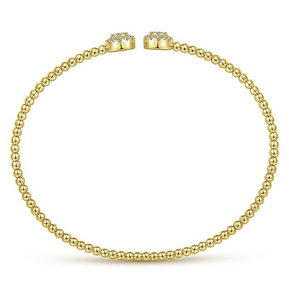 Gabriel & Co. BG4123-62Y45JJ 14K Yellow Gold Bujukan Bead Split Cuff Bracelet with Round Pavé Diamond Discs