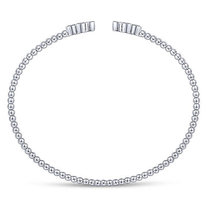 Gabriel & Co. BG4124-62W45JJ 14K White Gold Bujukan Split Cuff Bracelet with Quatrefoil Diamond Endcaps in size 6.25